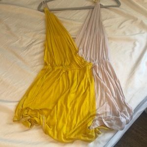 Free People yellow and cream flowy tank